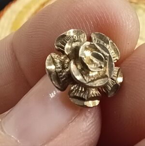 Vintage Etched Rose Sterling Silver Post Earrings, Signed